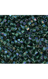 Miyuki square - cubes 1.8mm Beads - Transparent emerald rainbow ab SB18-289